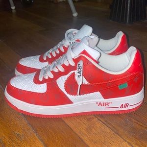 Red LV Air Force ones